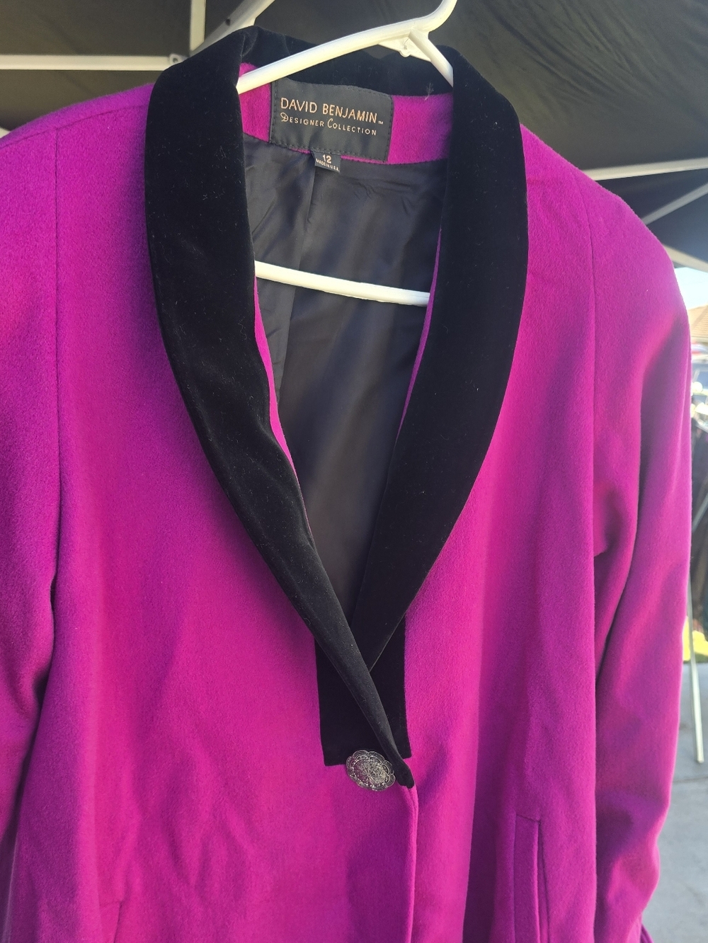 David Benjamin Fuchsia Blazer with Black Velvet Shawl Collar